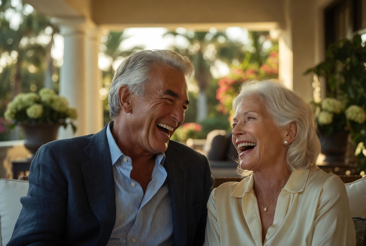 A relaxed retired couple enjoying their Florida home together